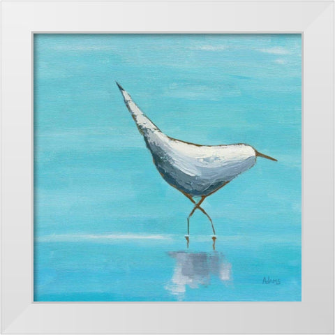 Egret I Bright White Modern Wood Framed Art Print by Adams, Phyllis