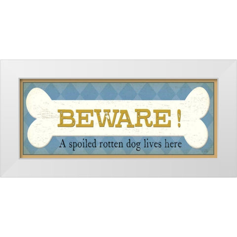 Beware White Modern Wood Framed Art Print by Pela
