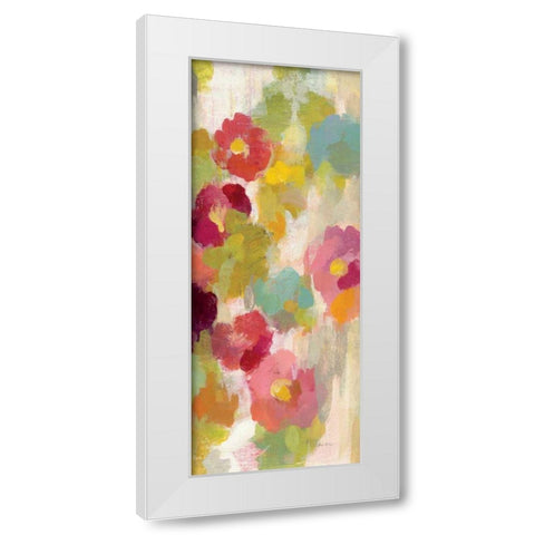Coral and Emerald Garden I Panel III White Modern Wood Framed Art Print by Vassileva, Silvia