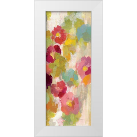 Coral and Emerald Garden I Panel III White Modern Wood Framed Art Print by Vassileva, Silvia