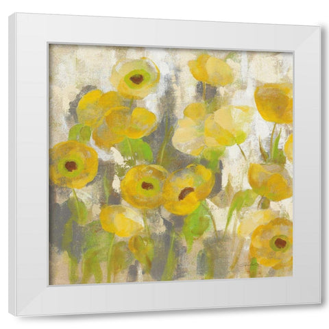 Floating Yellow Flowers IV White Modern Wood Framed Art Print by Vassileva, Silvia
