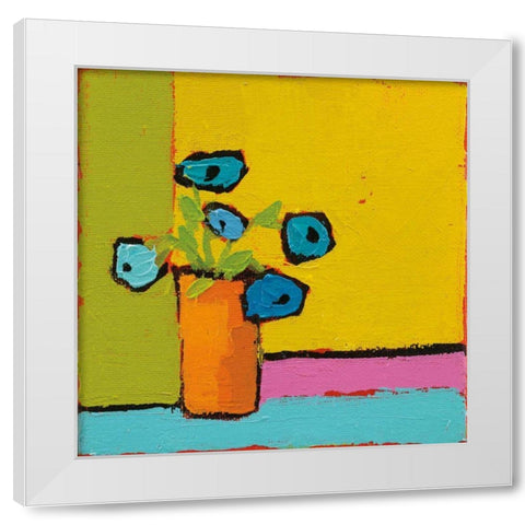 Orange Vase Bright White Modern Wood Framed Art Print by Adams, Phyllis