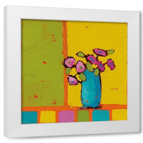 Turquoise Vase Bright White Modern Wood Framed Art Print by Adams, Phyllis