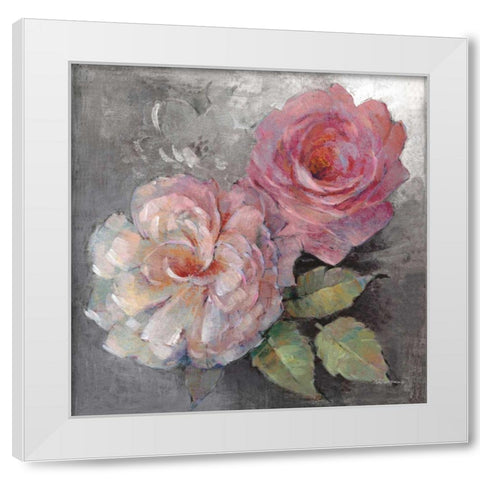 Roses on Gray I Crop White Modern Wood Framed Art Print by McGowan, Peter