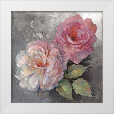 Roses on Gray I Crop White Modern Wood Framed Art Print by McGowan, Peter