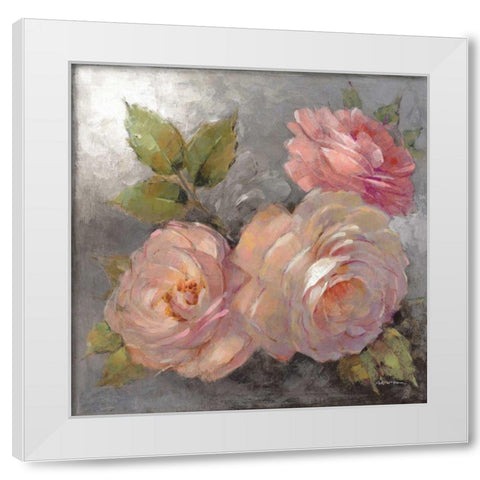 Roses on Gray II Crop White Modern Wood Framed Art Print by McGowan, Peter
