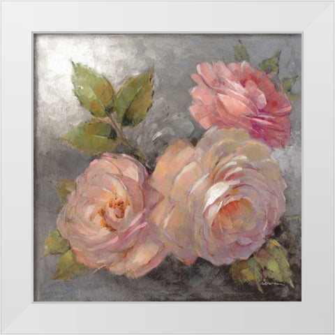 Roses on Gray II Crop White Modern Wood Framed Art Print by McGowan, Peter