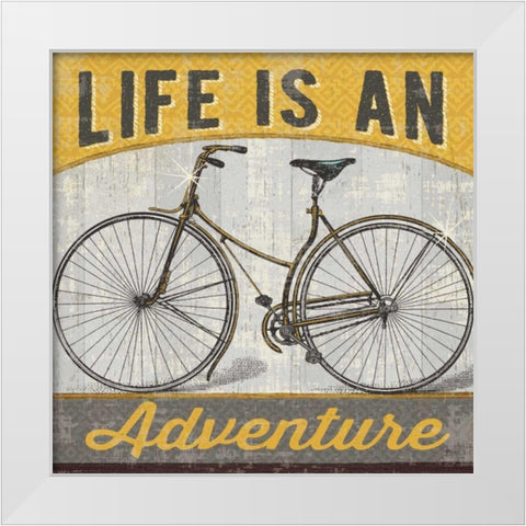 Life is an Adventure White Modern Wood Framed Art Print by Studio, Pela