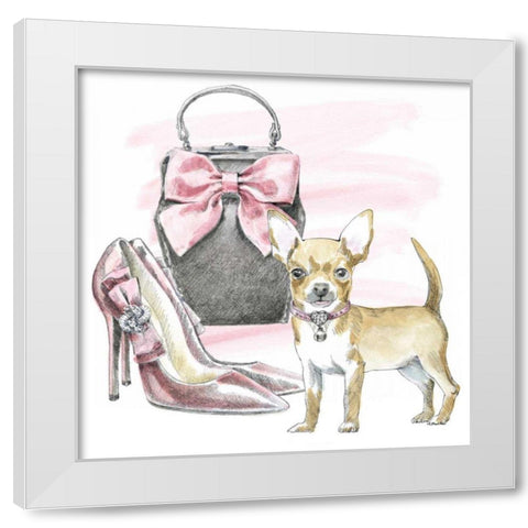 Glamour Pups I White Modern Wood Framed Art Print by Grove, Beth