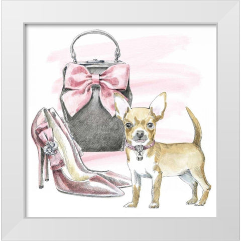 Glamour Pups I White Modern Wood Framed Art Print by Grove, Beth