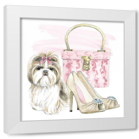 Glamour Pups II White Modern Wood Framed Art Print by Grove, Beth