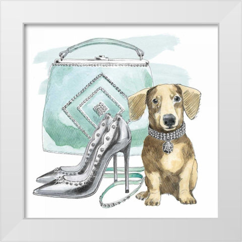 Glamour Pups III White Modern Wood Framed Art Print by Grove, Beth