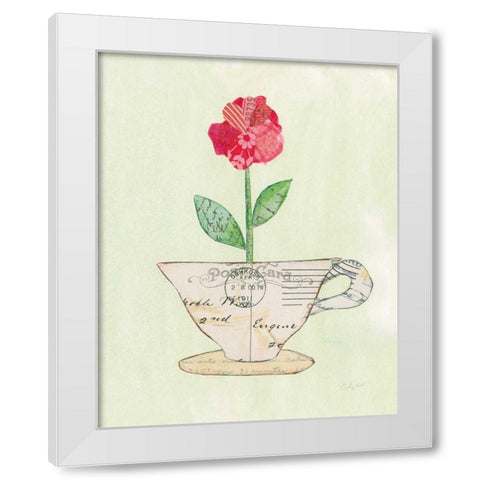 Teacup Floral I White Modern Wood Framed Art Print by Prahl, Courtney