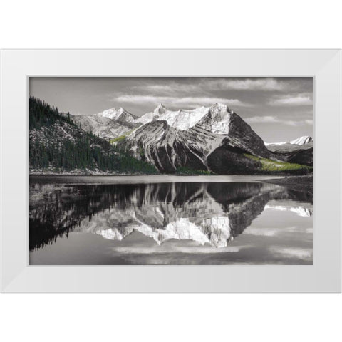 Kananaskis Lake Reflection BW with Color White Modern Wood Framed Art Print by Audit, Lisa