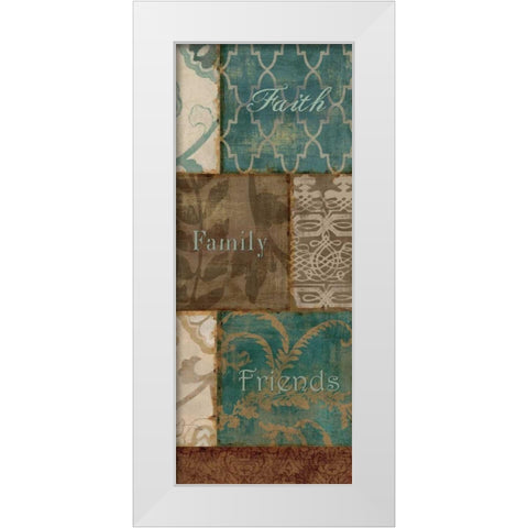 Faith Family Friends White Modern Wood Framed Art Print by Pela