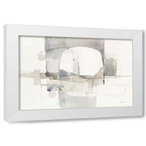 Improvisation 1 Gray White Modern Wood Framed Art Print by Schick, Mike
