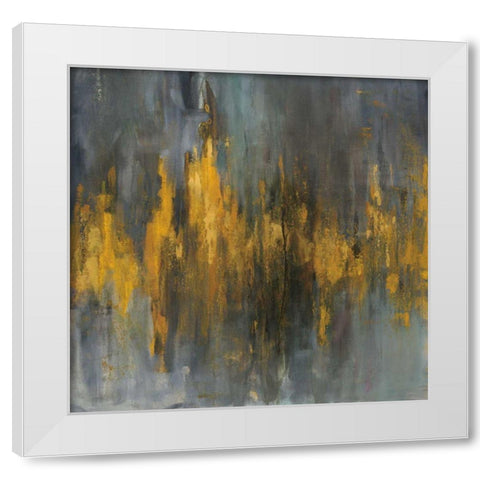 Black and Gold Abstract White Modern Wood Framed Art Print by Nai, Danhui