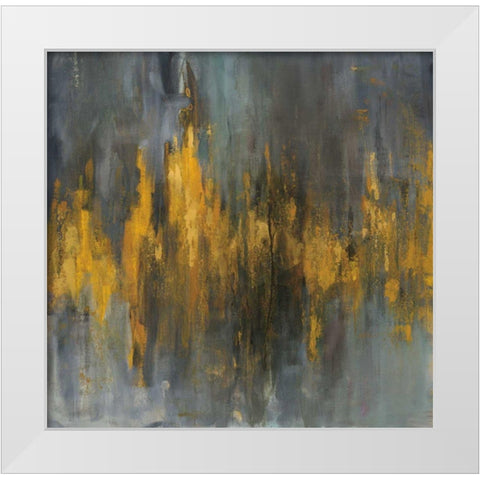Black and Gold Abstract White Modern Wood Framed Art Print by Nai, Danhui