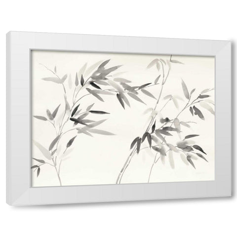 Bamboo Leaves I White Modern Wood Framed Art Print by Nai, Danhui