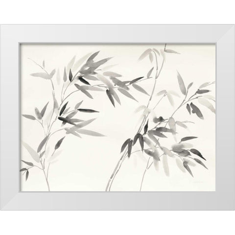 Bamboo Leaves I White Modern Wood Framed Art Print by Nai, Danhui