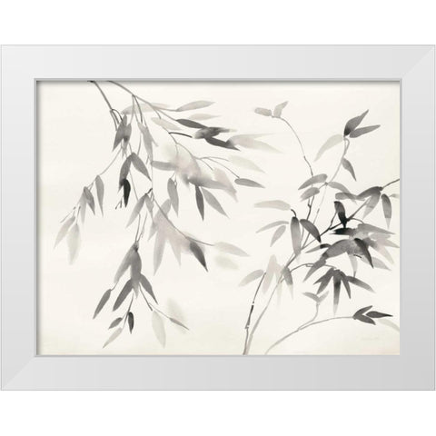 Bamboo Leaves II White Modern Wood Framed Art Print by Danhui, Nai