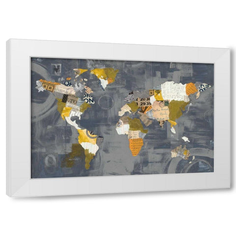 Golden World on Grey White Modern Wood Framed Art Print by Prahl, Courtney