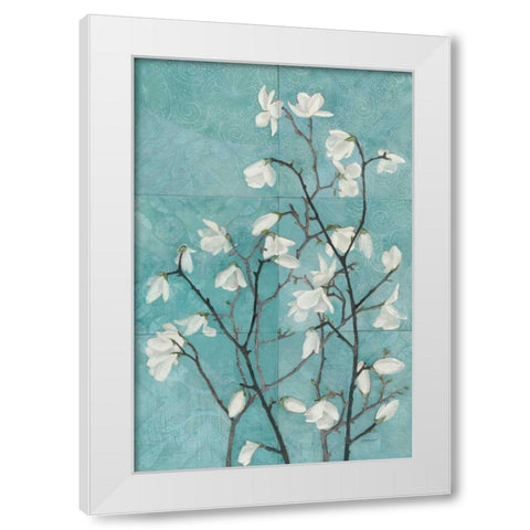 Magnolia Branch White Modern Wood Framed Art Print by Lovell, Kathrine