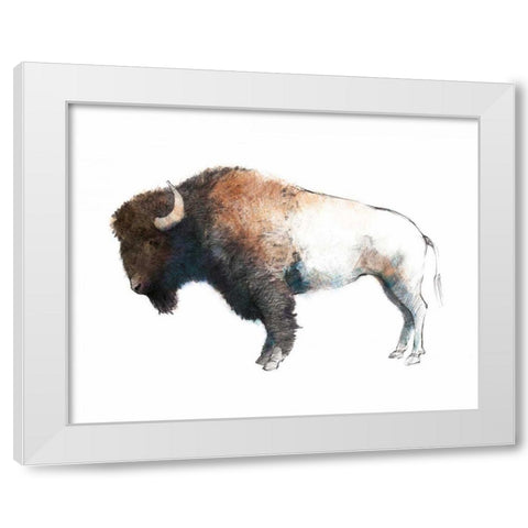 Colorful Bison Dark Brown White Modern Wood Framed Art Print by Tillmon, Avery