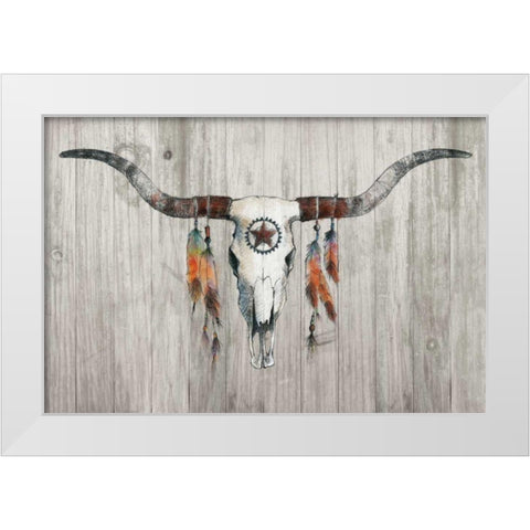 Longhorn on Wood White Modern Wood Framed Art Print by Tillmon, Avery
