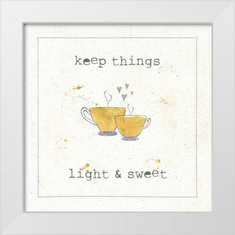 Cuisine Cuties Coffee Hearts White Modern Wood Framed Art Print by Pela Studio