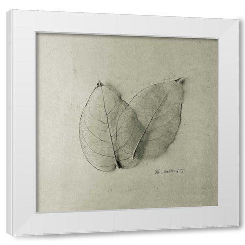 Pair of Skeleton Leaves White Modern Wood Framed Art Print by Goldstein, Ed