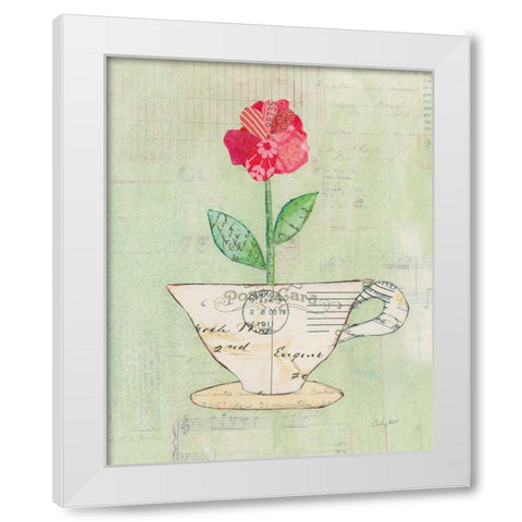 Teacup Floral I on Print White Modern Wood Framed Art Print by Prahl, Courtney
