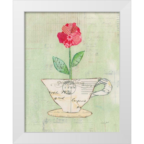 Teacup Floral I on Print White Modern Wood Framed Art Print by Prahl, Courtney