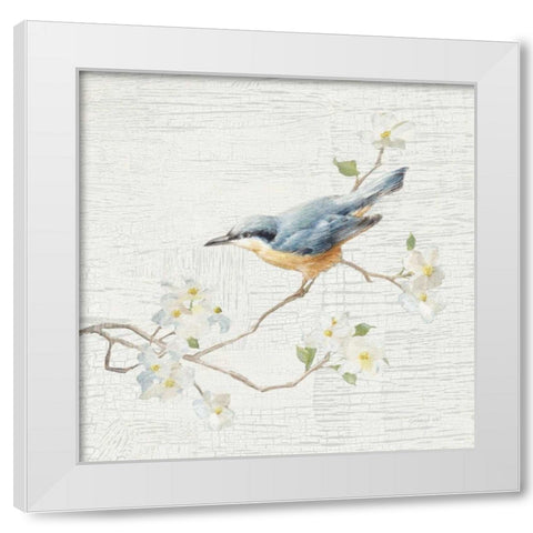 Nuthatch Vintage White Modern Wood Framed Art Print by Nai, Danhui