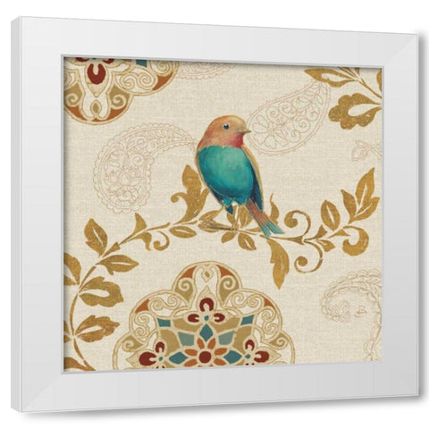 Bird Rainbow Teal White Modern Wood Framed Art Print by Brissonnet, Daphne