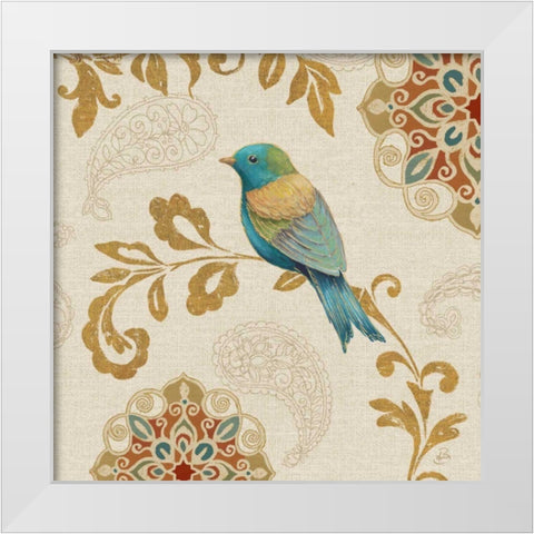 Bird Rainbow Blue and Yellow White Modern Wood Framed Art Print by Brissonnet, Daphne