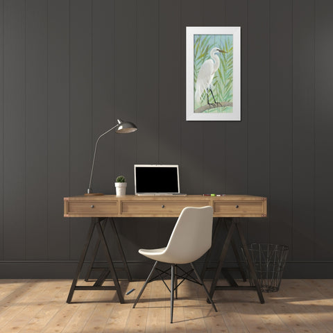 Egret by the Shore I White Modern Wood Framed Art Print by Lovell, Kathrine