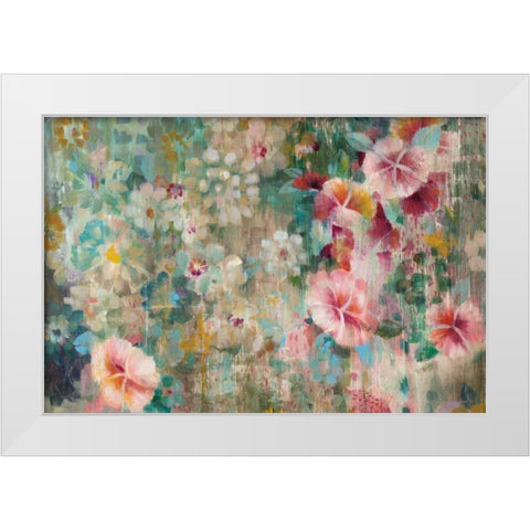 Flower Shower Crop White Modern Wood Framed Art Print by Nai, Danhui