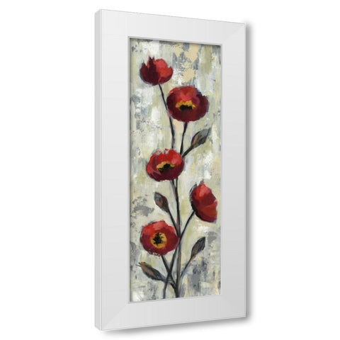 Simple Red Floral II White Modern Wood Framed Art Print by Vassileva, Silvia
