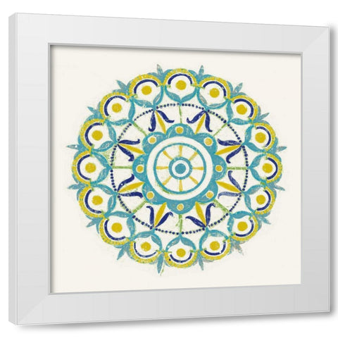 Lakai Circle V Blue and Yellow White Modern Wood Framed Art Print by Lovell, Kathrine