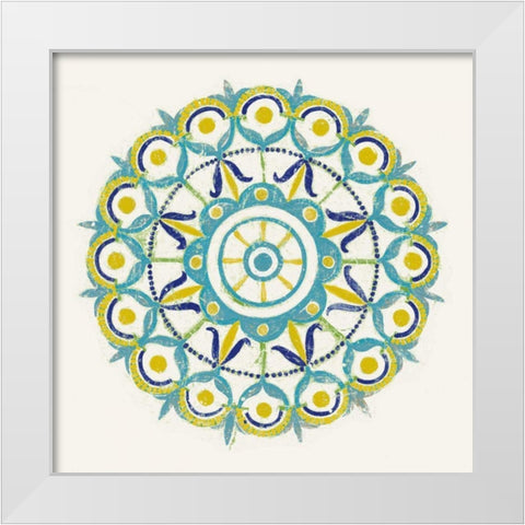 Lakai Circle V Blue and Yellow White Modern Wood Framed Art Print by Lovell, Kathrine