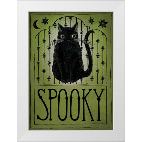 Vintage Halloween Spooky White Modern Wood Framed Art Print by Miller, Sara Zieve