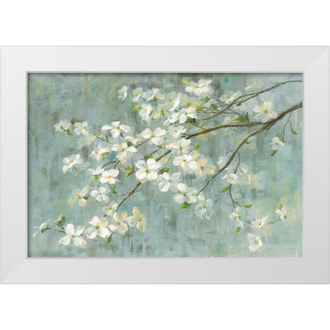 Dogwood in Spring on Blue White Modern Wood Framed Art Print by Nai, Danhui