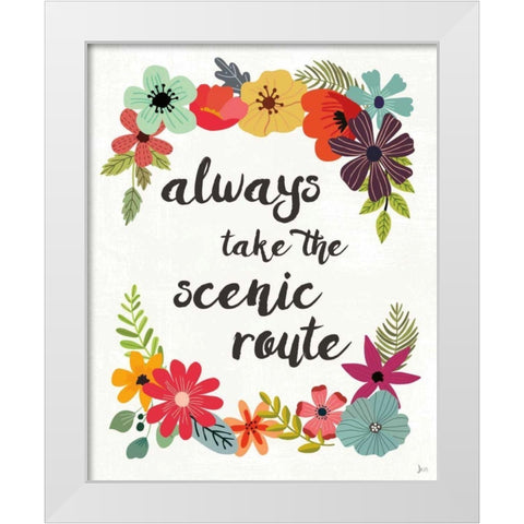 Words and Petals III White Modern Wood Framed Art Print by Aiken, Jess