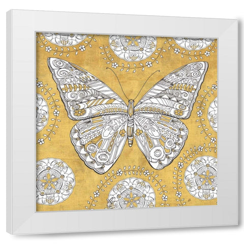 Color my World Butterfly I Gold White Modern Wood Framed Art Print by Brissonnet, Daphne