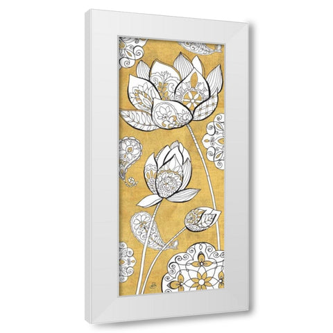 Color my World Lotus II Gold White Modern Wood Framed Art Print by Brissonnet, Daphne