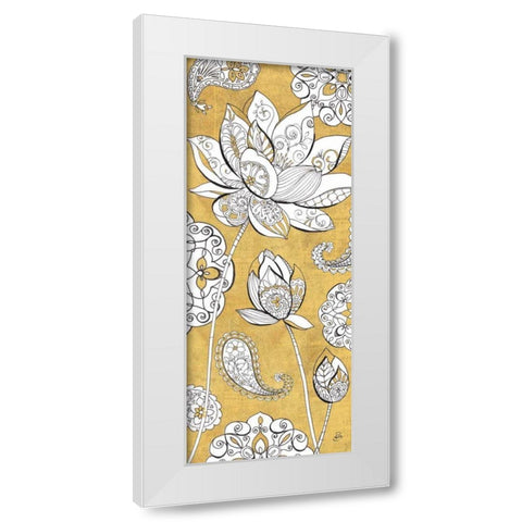 Color my World Lotus III Gold White Modern Wood Framed Art Print by Brissonnet, Daphne