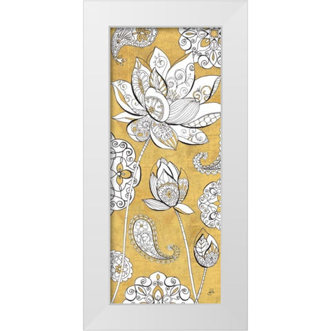 Color my World Lotus III Gold White Modern Wood Framed Art Print by Brissonnet, Daphne