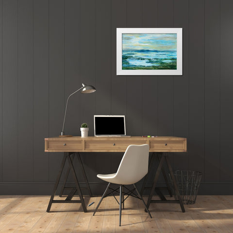 Northern Lake Green White Modern Wood Framed Art Print by Vassileva, Silvia