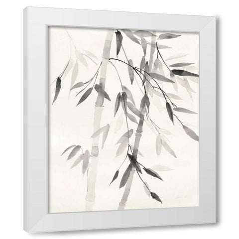 Bamboo Leaves V White Modern Wood Framed Art Print by Nai, Danhui